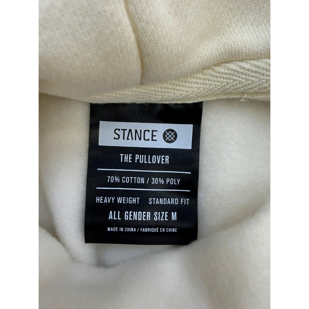Stance Hoodie Unisex Medium Pullover Cream Heavyweight Streetwear Leisurewear - Picture 7 of 7